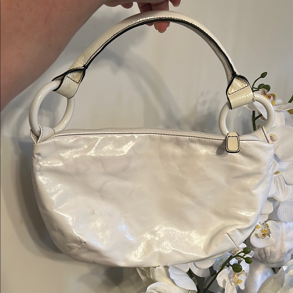 Sequoia White Clutch Hobo Style Handbag with Satin Lining